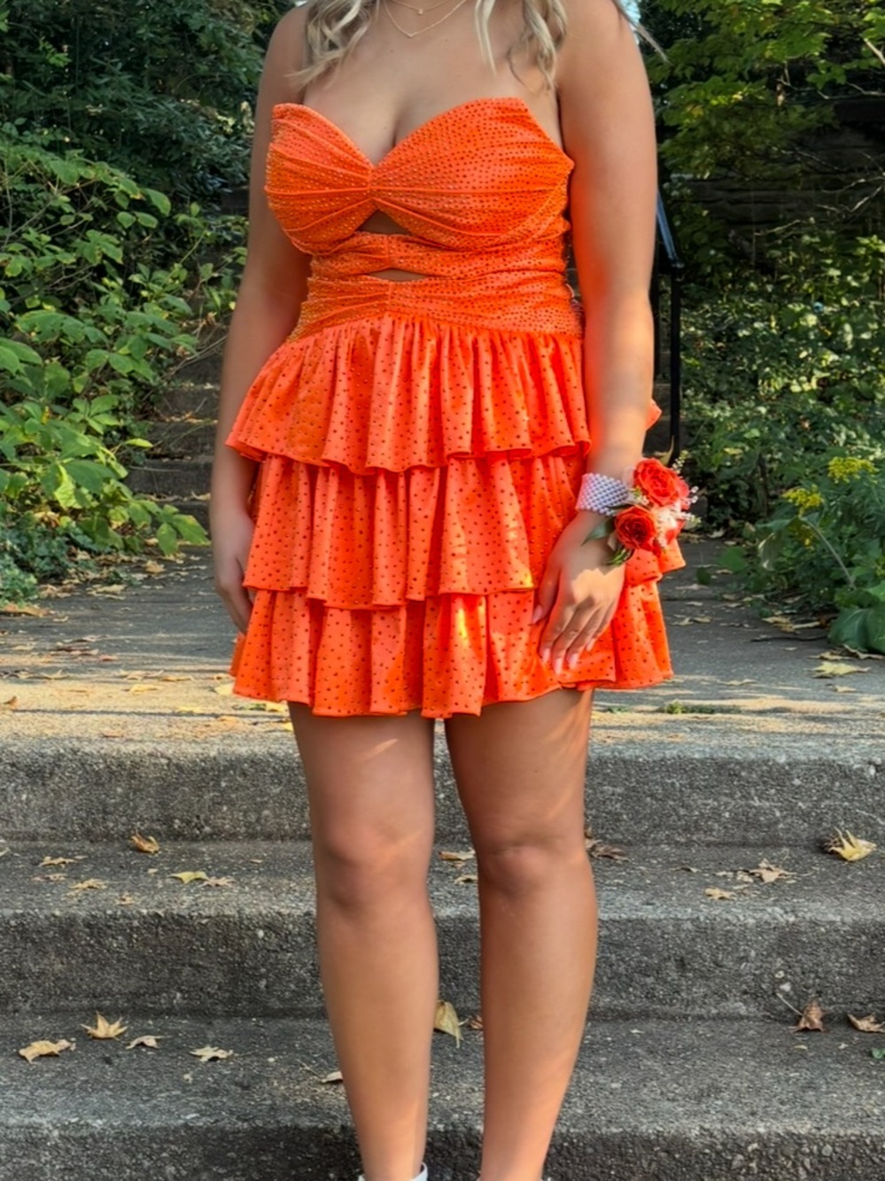 Bright orange homecoming dress